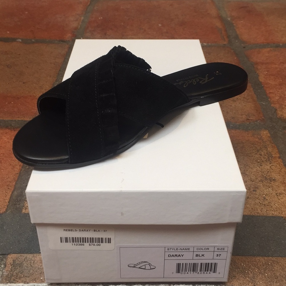 Rebels Black Suede Slide